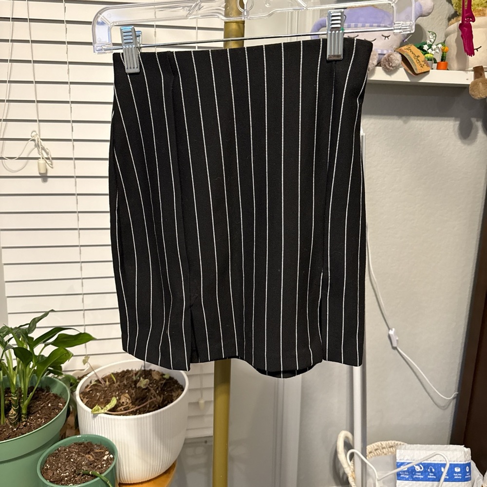 H&M Black Skirt with White Stripes